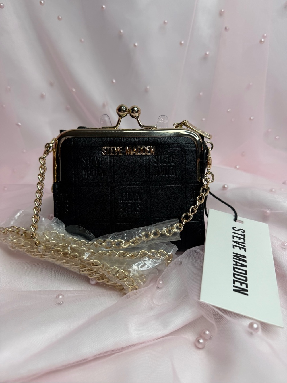 Steve Madden Black/Gold BJones KissLock Pouch